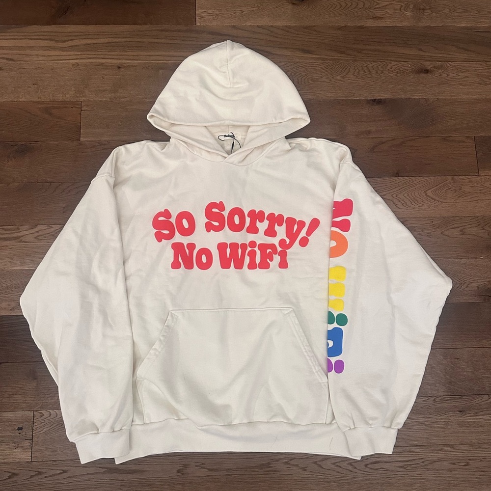 Madhappy Cream Hoodie with Red Text